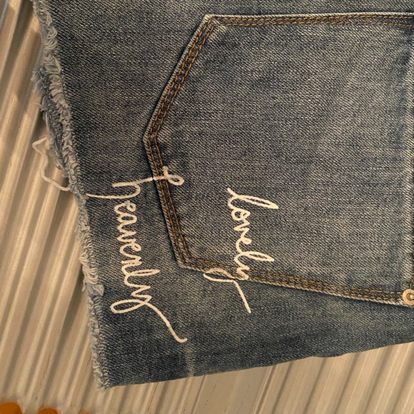 EMBROIDERED mid rise denim shorts - Picture 3 of 5
